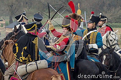 Reconstruction of battles of the Patriotic war of 1812 Russian city Maloyaroslavets. Editorial Stock Photo